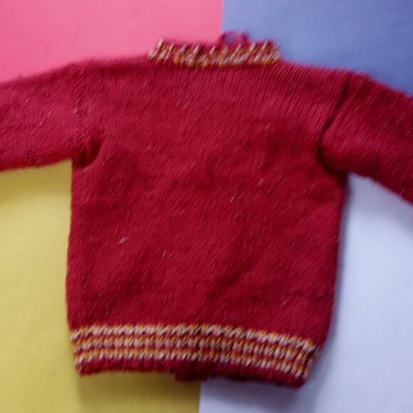 Vintage Handmade Red Zip Up Sweater Jacket - Picture 5 of 7